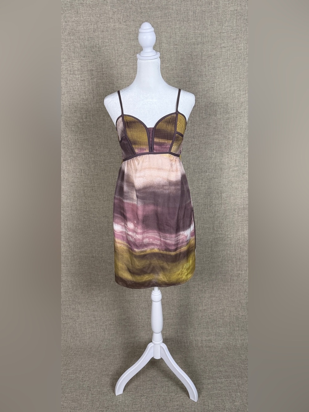 Xhilaration Purple & Green Empire Waist Mini Dress w/ Quilted Accents